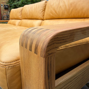 3-Sitzer Sofa gelb Echtleder Holz von Rolf Benz