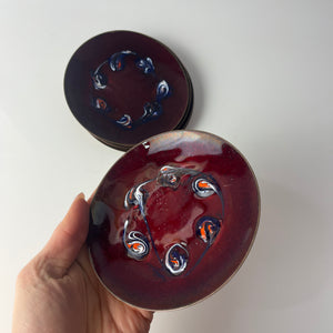 Set: 6x Schale weinrot Emaille