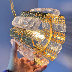 Hängelampe Glas Messing von Carl Fagerlund für Orrefors