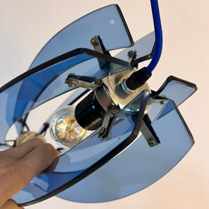 Hängelampe blau Glas von Veca aus Italien