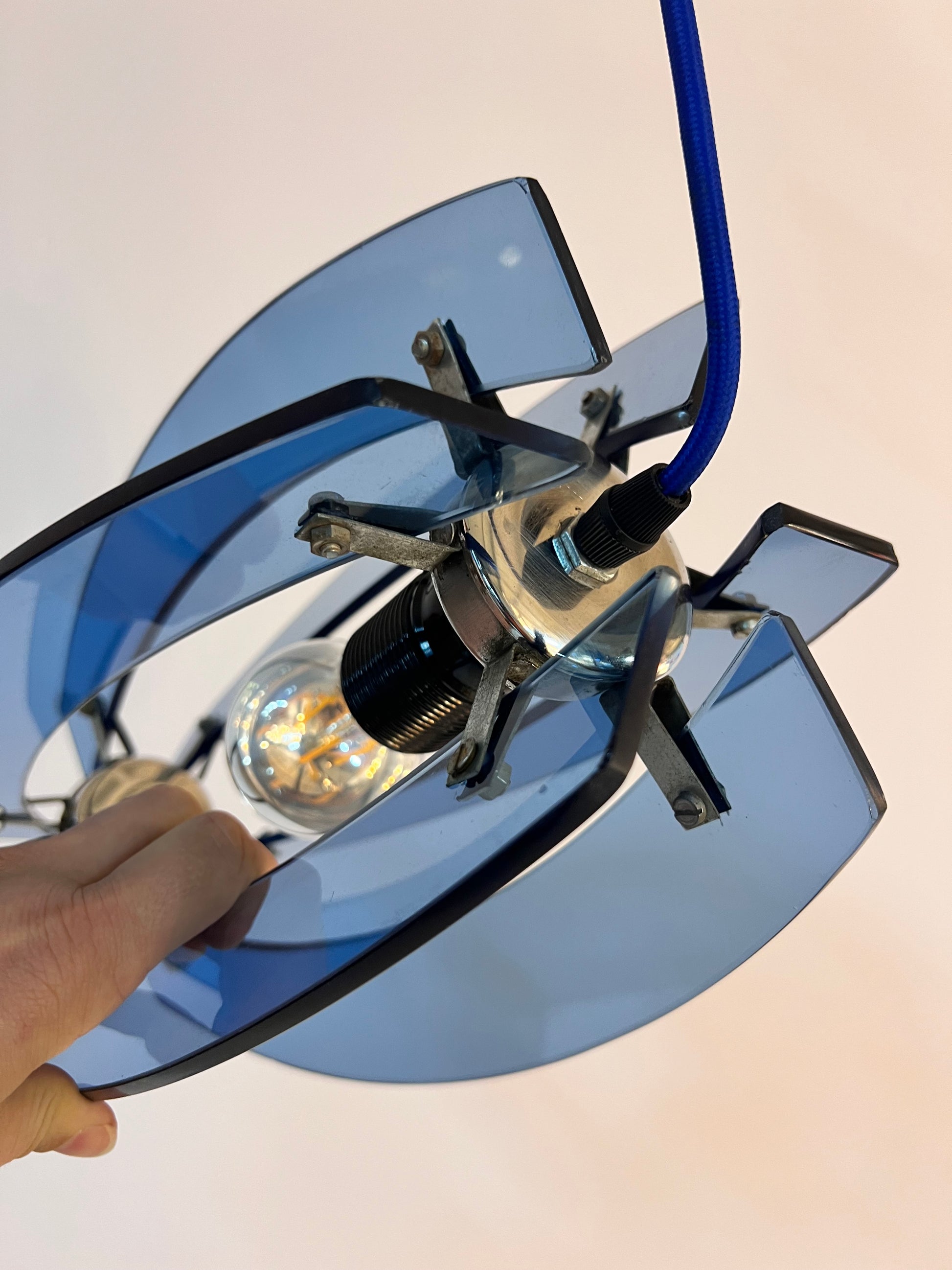 Hängelampe blau Glas von Veca aus Italien