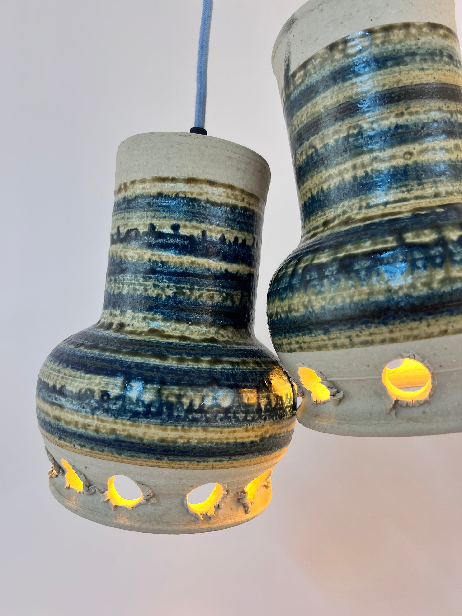 Hängelampe blau beige Keramik von Per Engstrøm