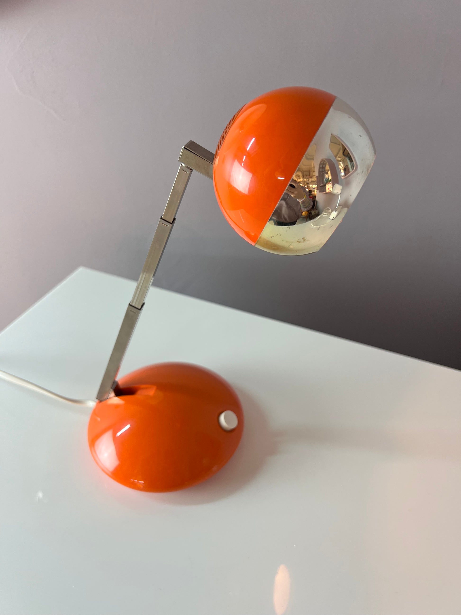Schreibtischlampe orange mit Teleskoparm von Eichhoff Werke