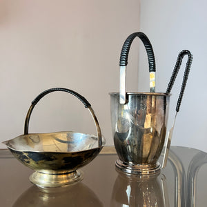 Set: Schale, Eiseimer & Eiszange versilbert