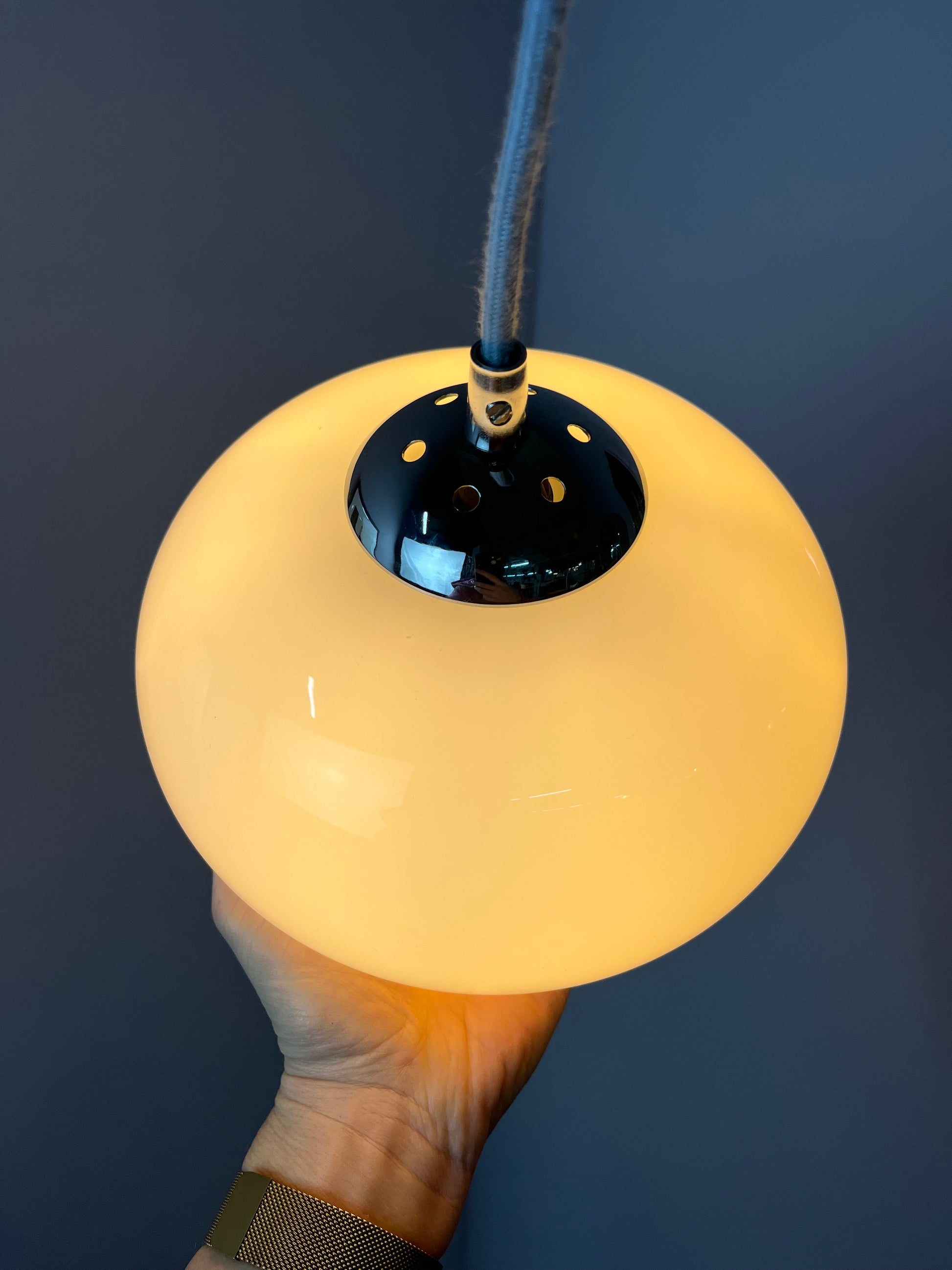 Hängelampe weiß Glas Chrom