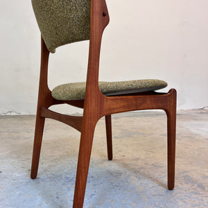 Polsterstuhl grün Teak neu gepolstert von Erik Buch
