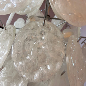 Kronleuchter weiß silber mit Arylglasplatten