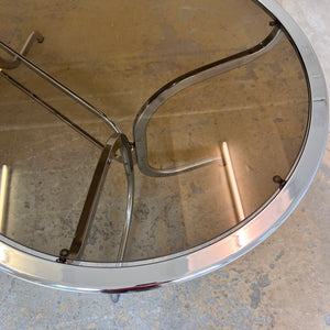 Ovaler Esstisch Chrom & Rauchglas von Gastone Rinaldi für Rima