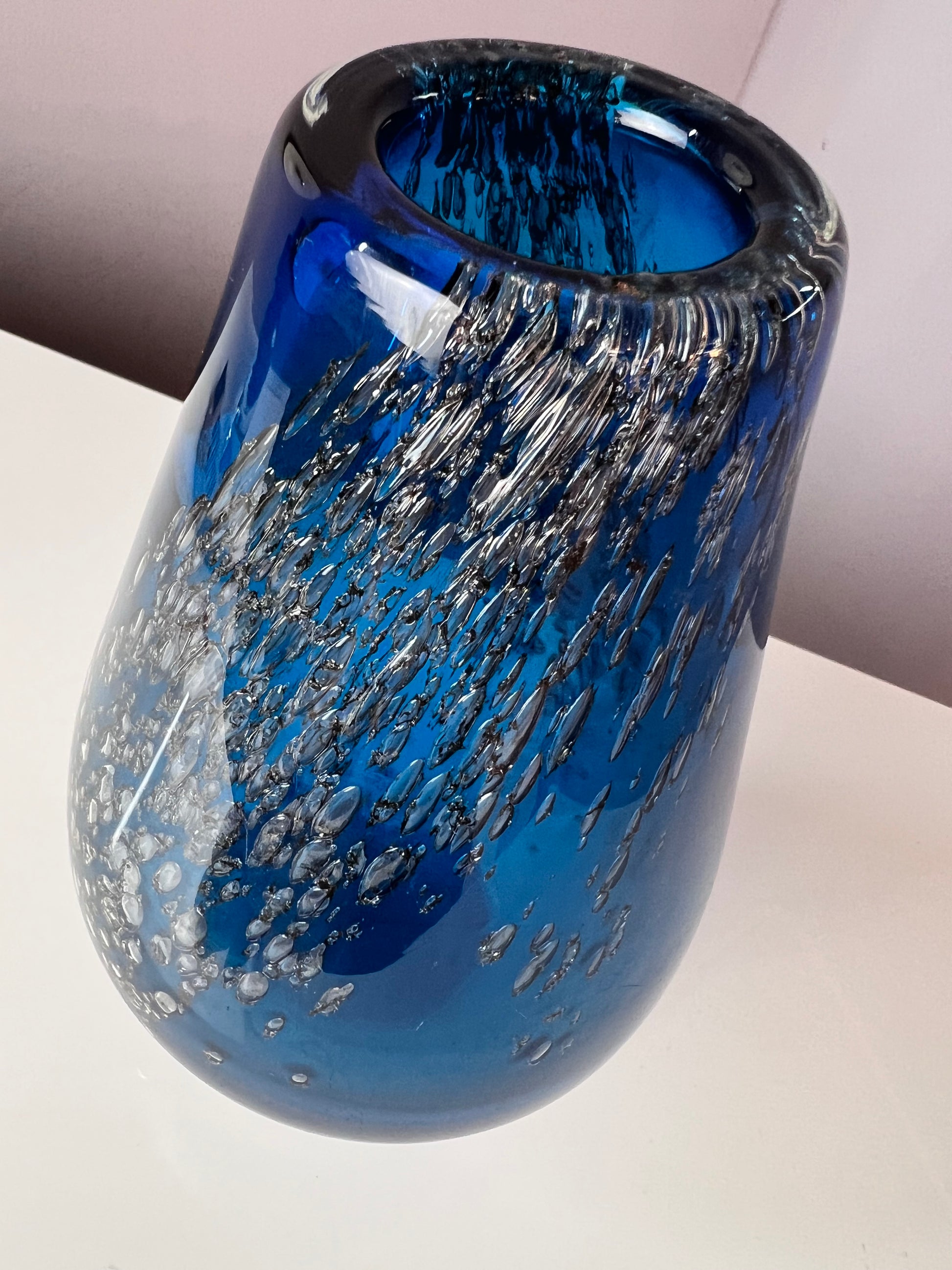 Vase blau Glas von von Heinrich Löffelhardt für Schott Zwiesel
