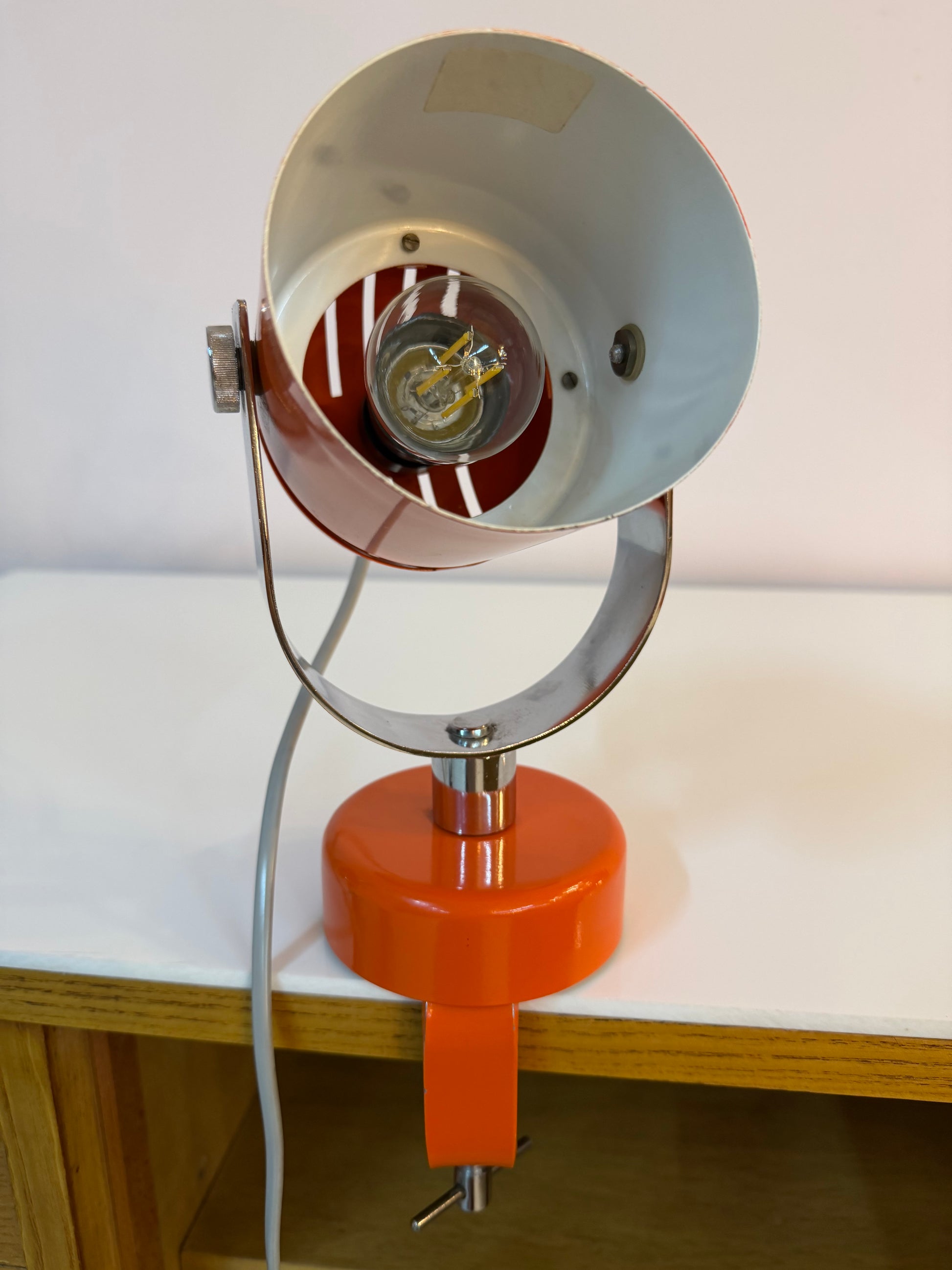 Klemmlampe / Wandlampe Combi Lux orange Chrom von Stanislav Indra für Lidokov Boskovice