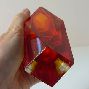 Blockvase rot gelb Murano-Glas von Vetreria Artistica Oball