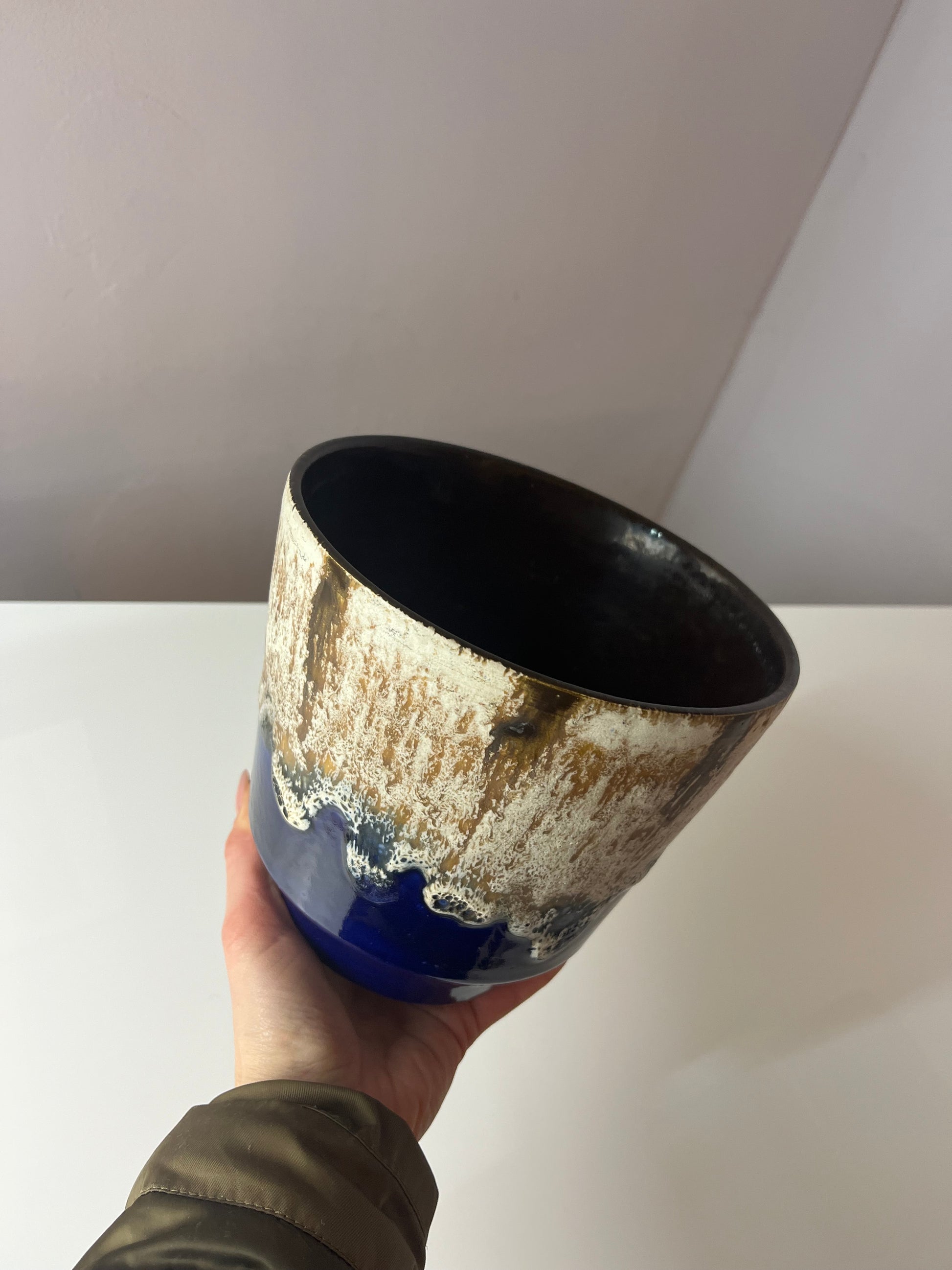 Blumentopf Fat Lava blau