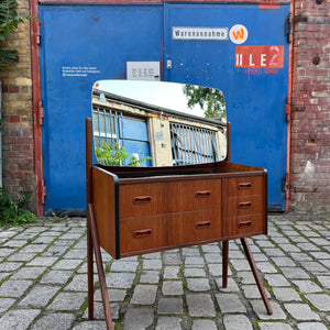 Schminktisch mit gemusterter Glasplatte Teak