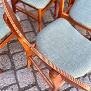 Set: 6x Esszimmerstuhl grau Teak neu gepolstert