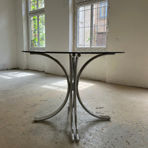 Runder Esstisch Rauchglas Chrom