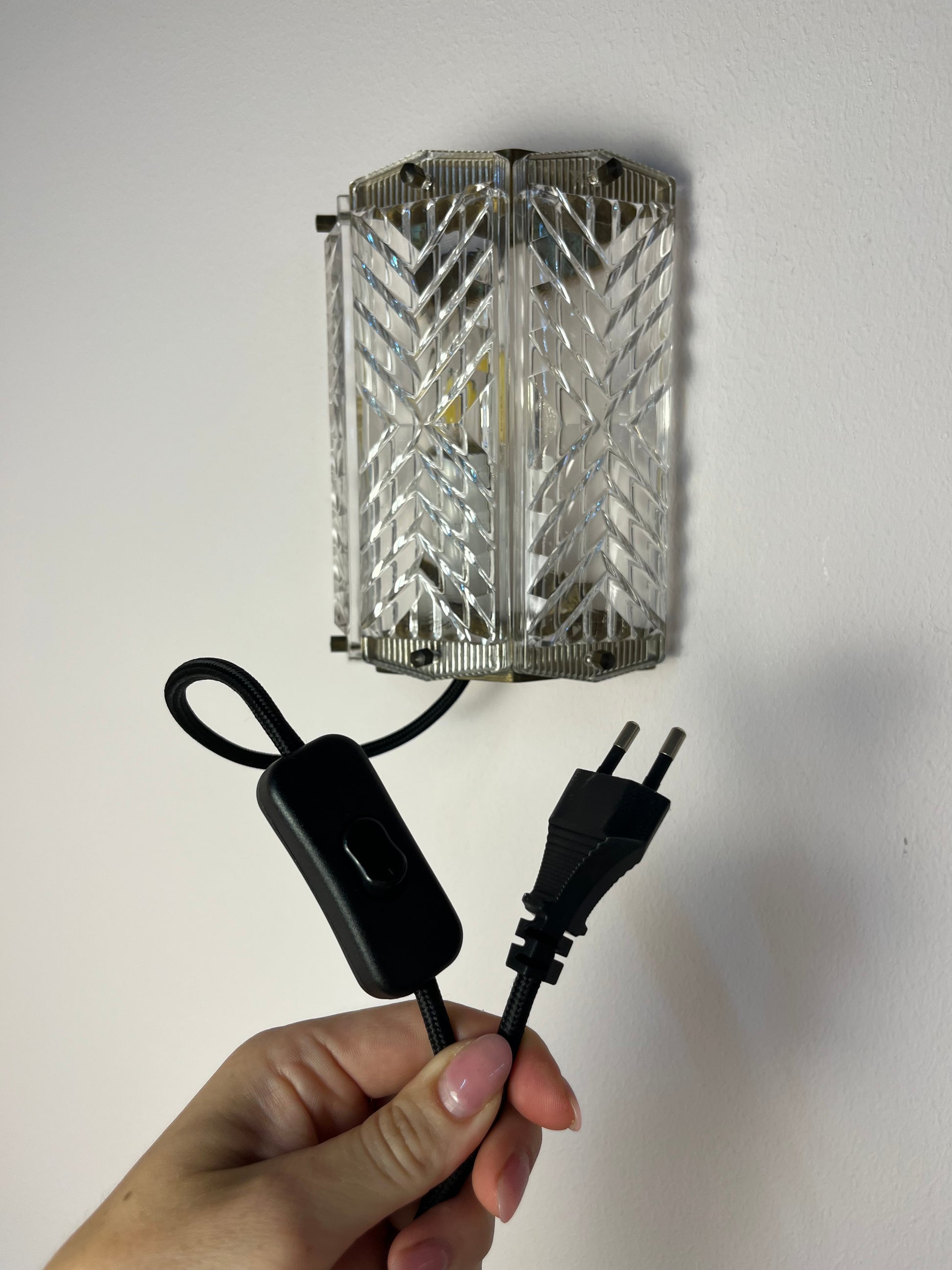 Wandlampe Messing & Glas von Wiktor Berndt für Flygsfors