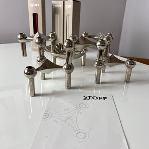 Set: 5 Kerzenständer und 1 Schale mit 3 Packungen Kerzen von Stoff & Nagel