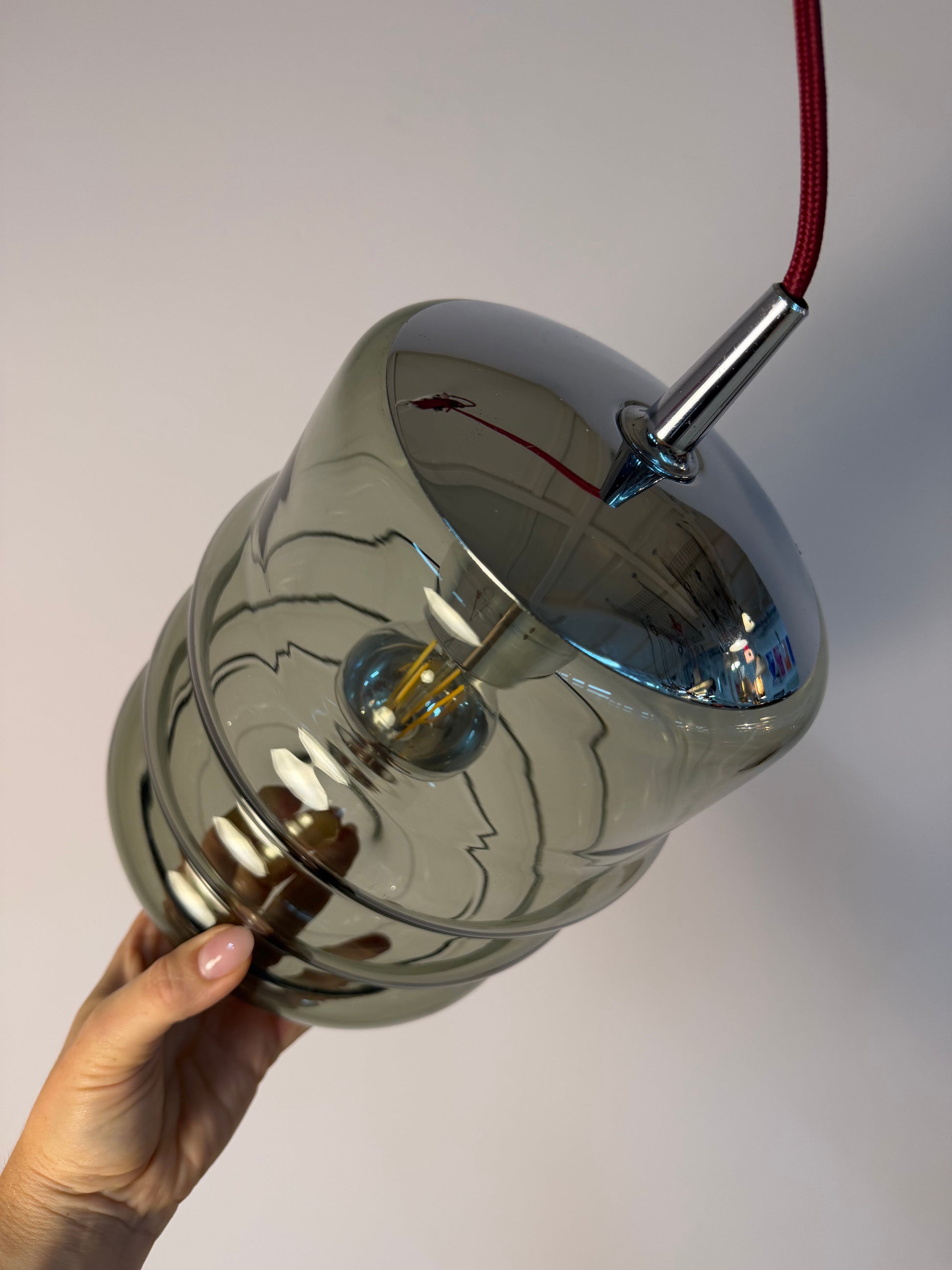 Hängelampe Rauchglas Chrom von Peill & Putzler