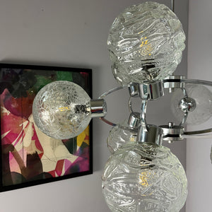 Sputnik Kronleuchter Glas Chrom