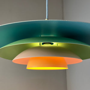 Lamellenlampe neu lackiert hellblau mint peach aus Dänemark lackiert