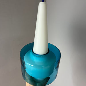 Hängelampe blau weiß Opalglas von Hyllinge Glasbruk