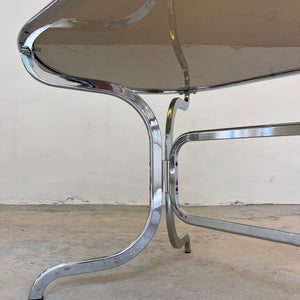 Ovaler Esstisch Chrom & Rauchglas von Gastone Rinaldi für Rima