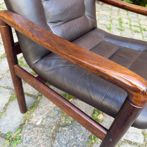 Sessel dunkelbraun Echtleder von Dyrlund