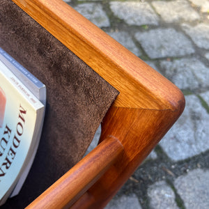 Zeitungsständer Teak Echtleder mit zwei Fächern von Aksel Kjersgaard für Salin Møbler