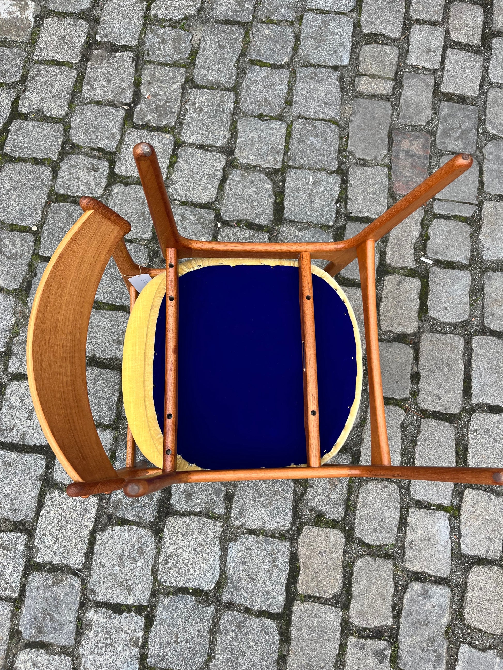 Set: 2x Polsterstuhl gelb Samt Teak von Domus Danica