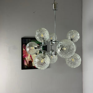 Sputnik Kronleuchter Glas Chrom