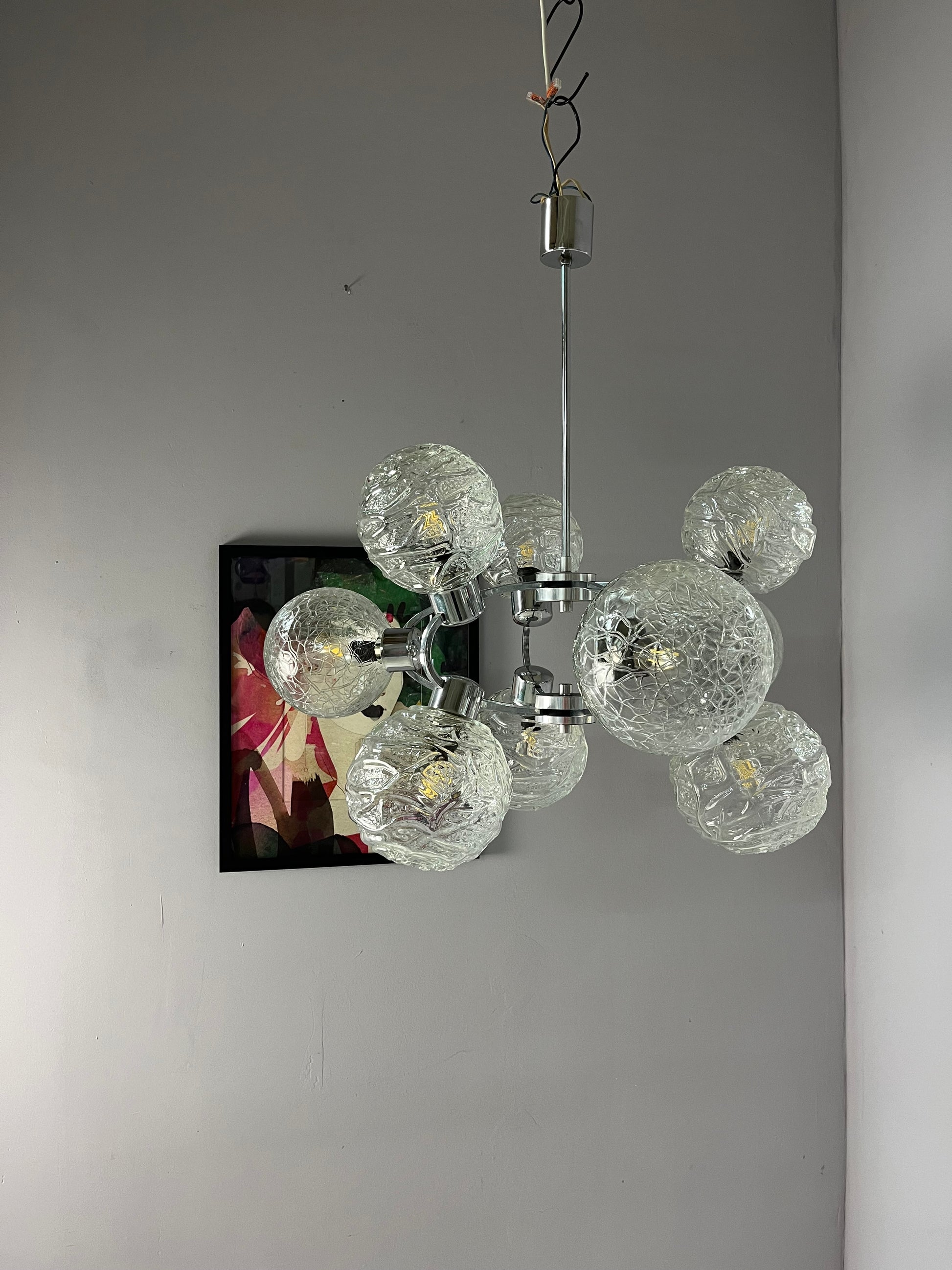 Sputnik Kronleuchter Glas Chrom