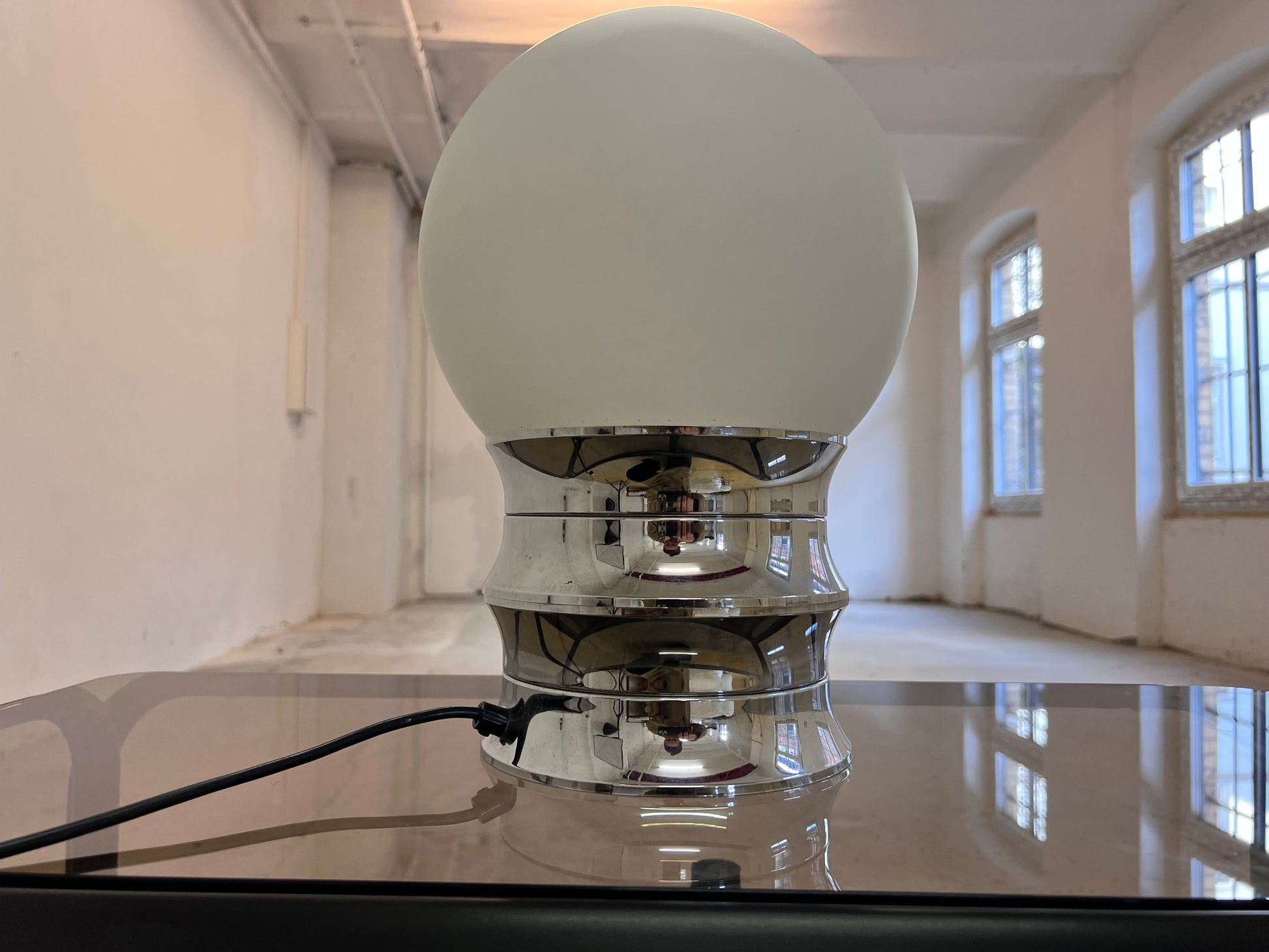 Tischlampe Chrom Opalglas VEB NARVA