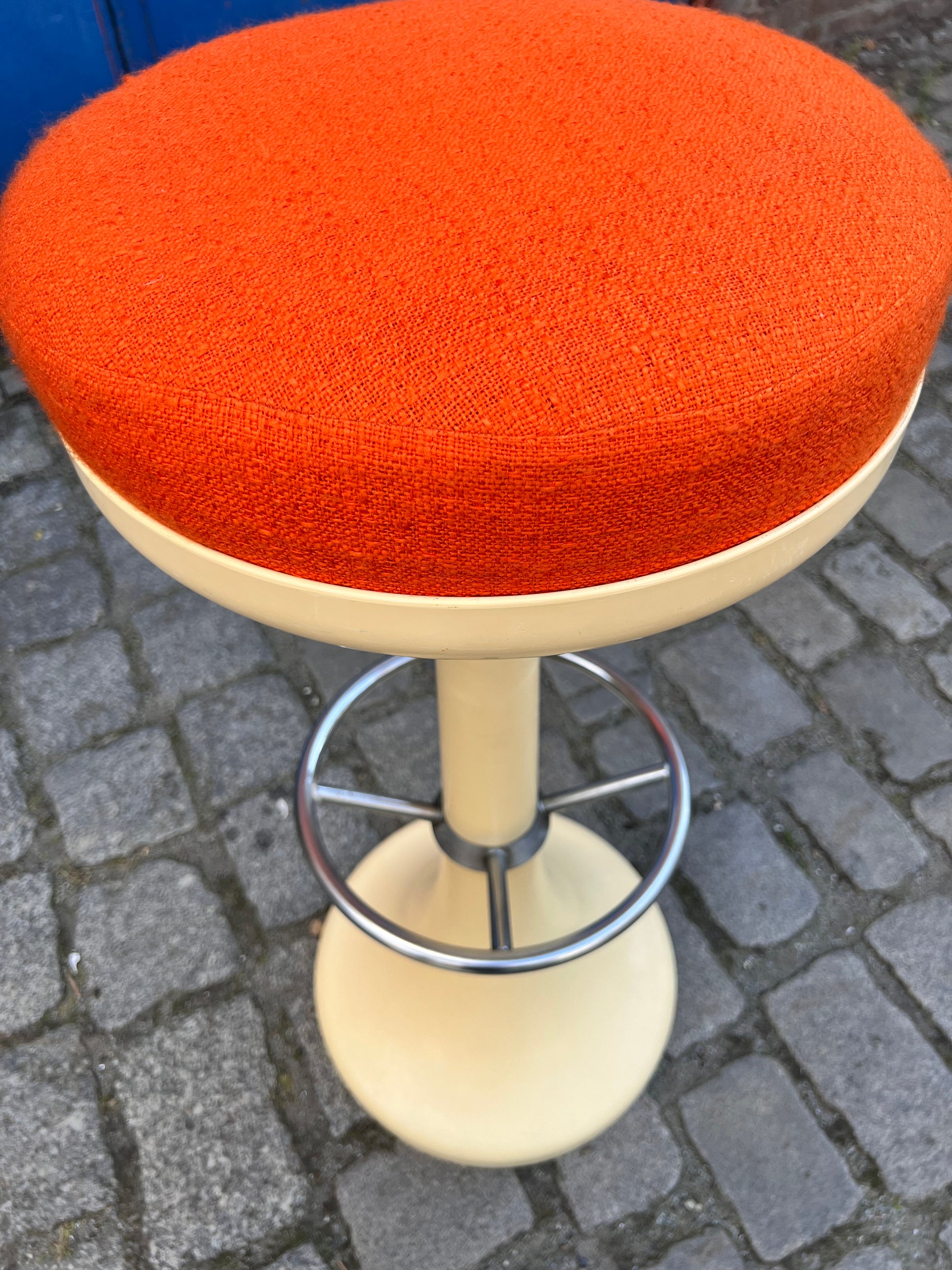 Barhocker creme orange von Friedrich Stuckenbröker für Lockhausen Plastik