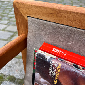 Zeitungsständer Teak Echtleder von Aksel Kjersgaard für Salin Møbler
