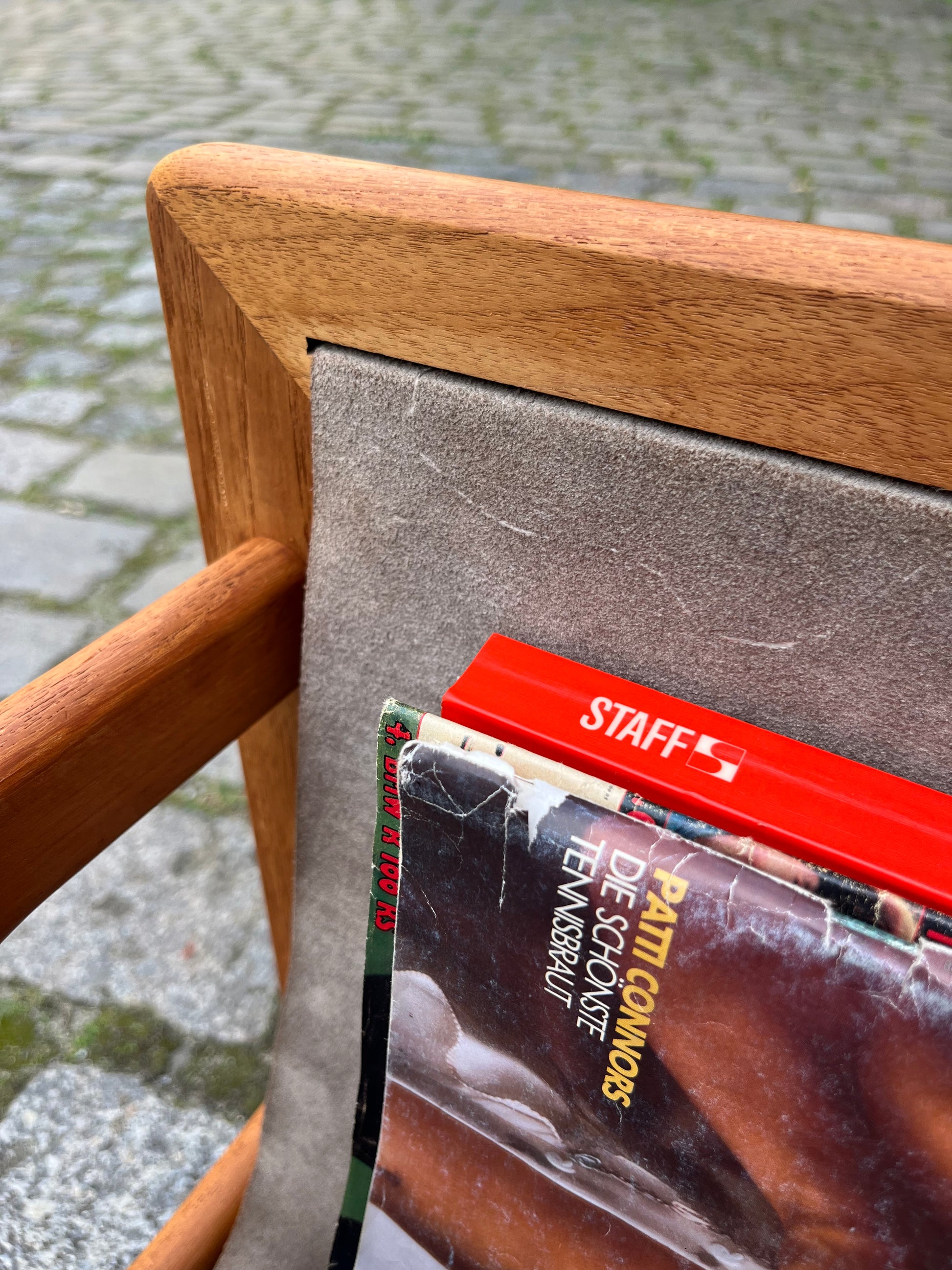 Zeitungsständer Teak Echtleder von Aksel Kjersgaard für Salin Møbler