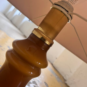 hohe Tischlampe Glas & Seide