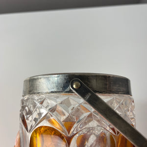 Eiskübel Kristallglas Silber mit Henkel