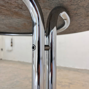 Runder Esstisch Granit Chrom von Giotto Stoppino
