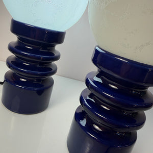 Tischlampe blau Keramik Glas von Cari Zalloni für Dümler & Breiden
