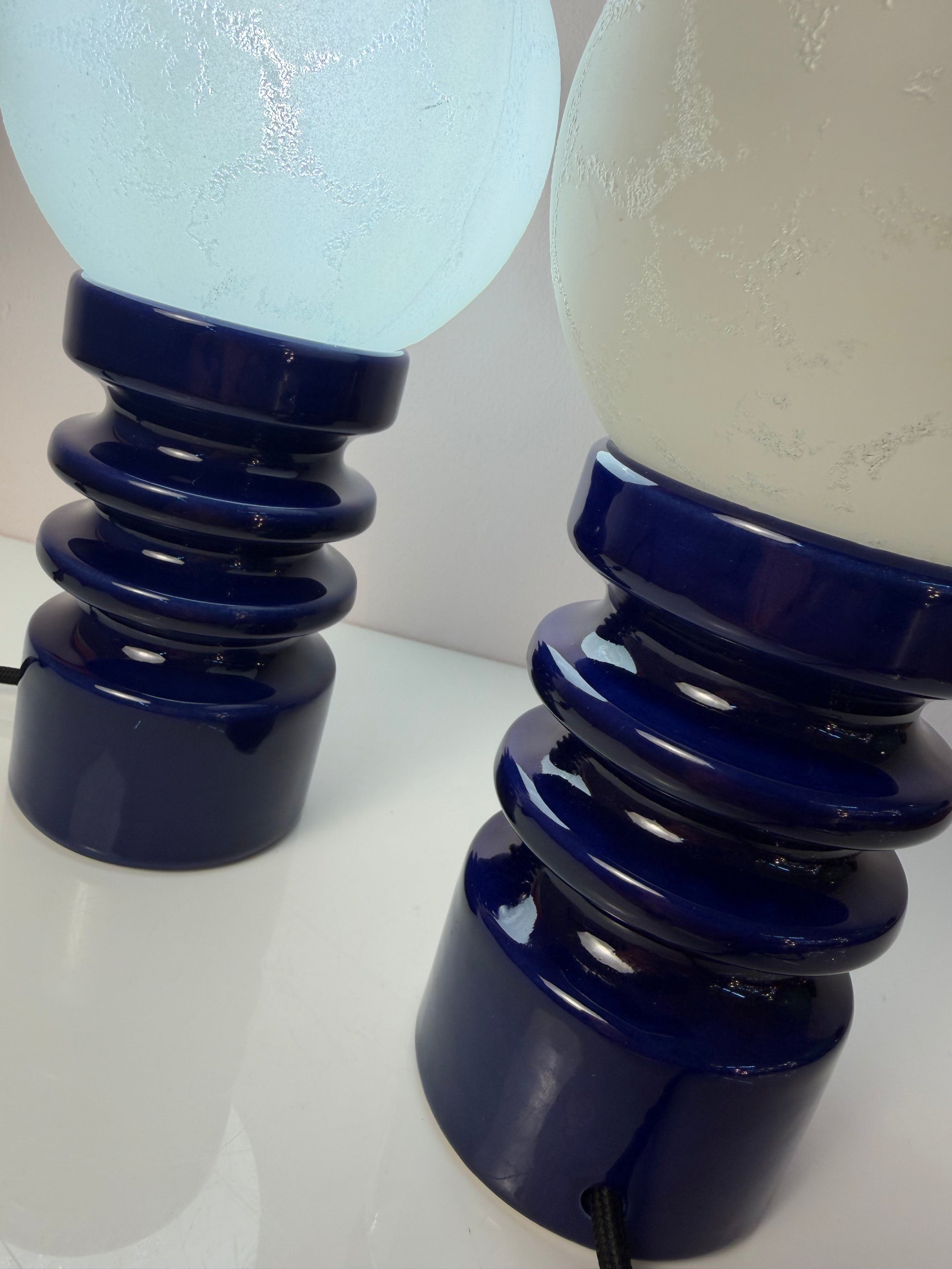 Tischlampe blau Keramik Glas von Cari Zalloni für Dümler & Breiden
