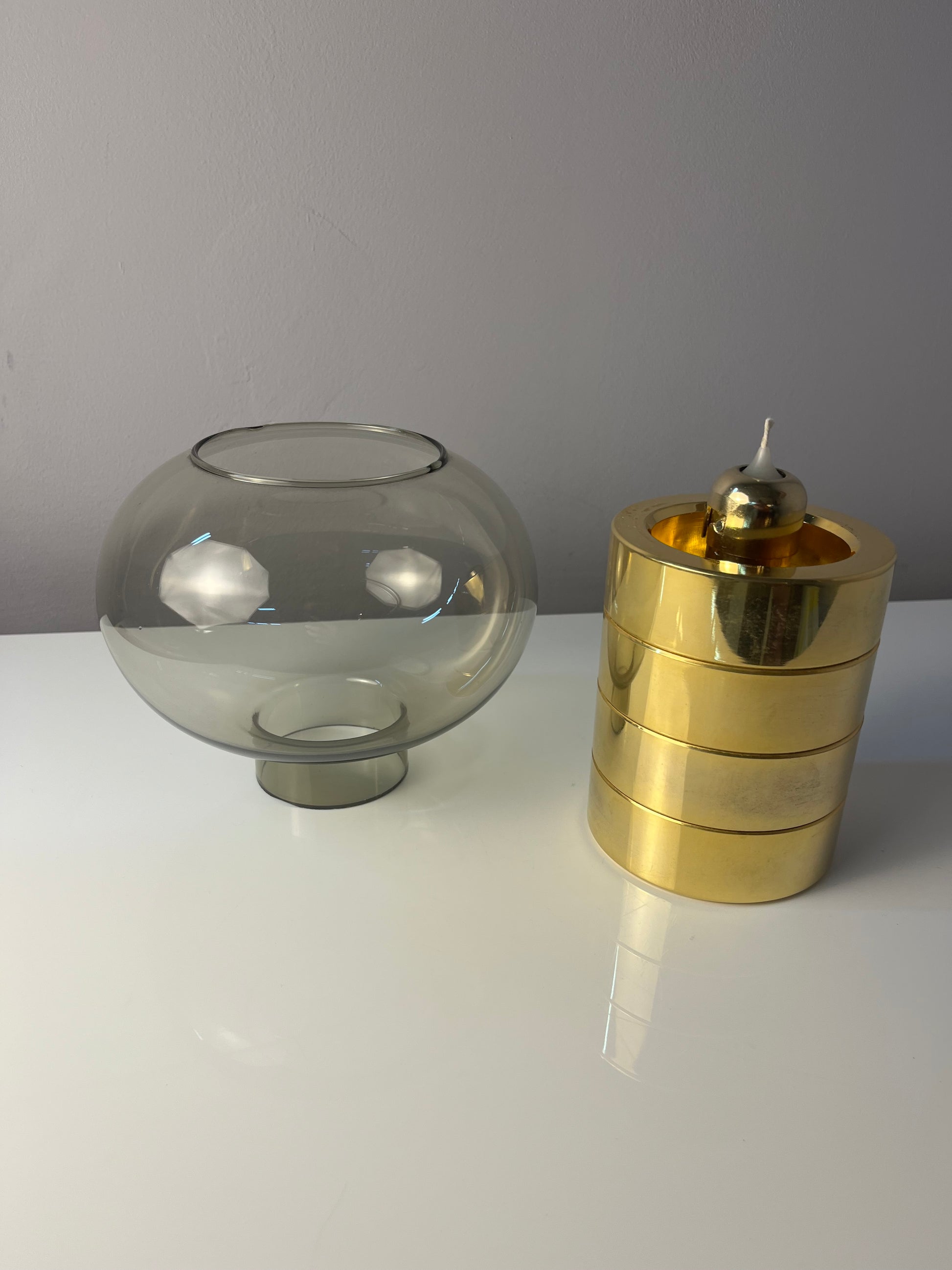 Kerzenständer Messing Rauchglas von FÖHL