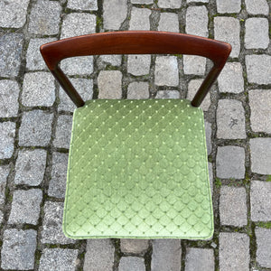 Set: 4x Polsterstuhl grün Palisander