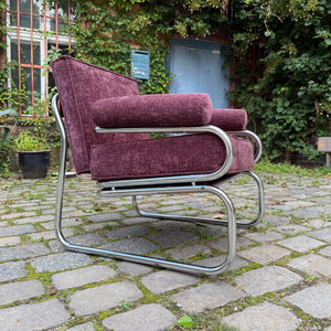 Sessel Halina lila neu gepolstert Chrom von Hellerau