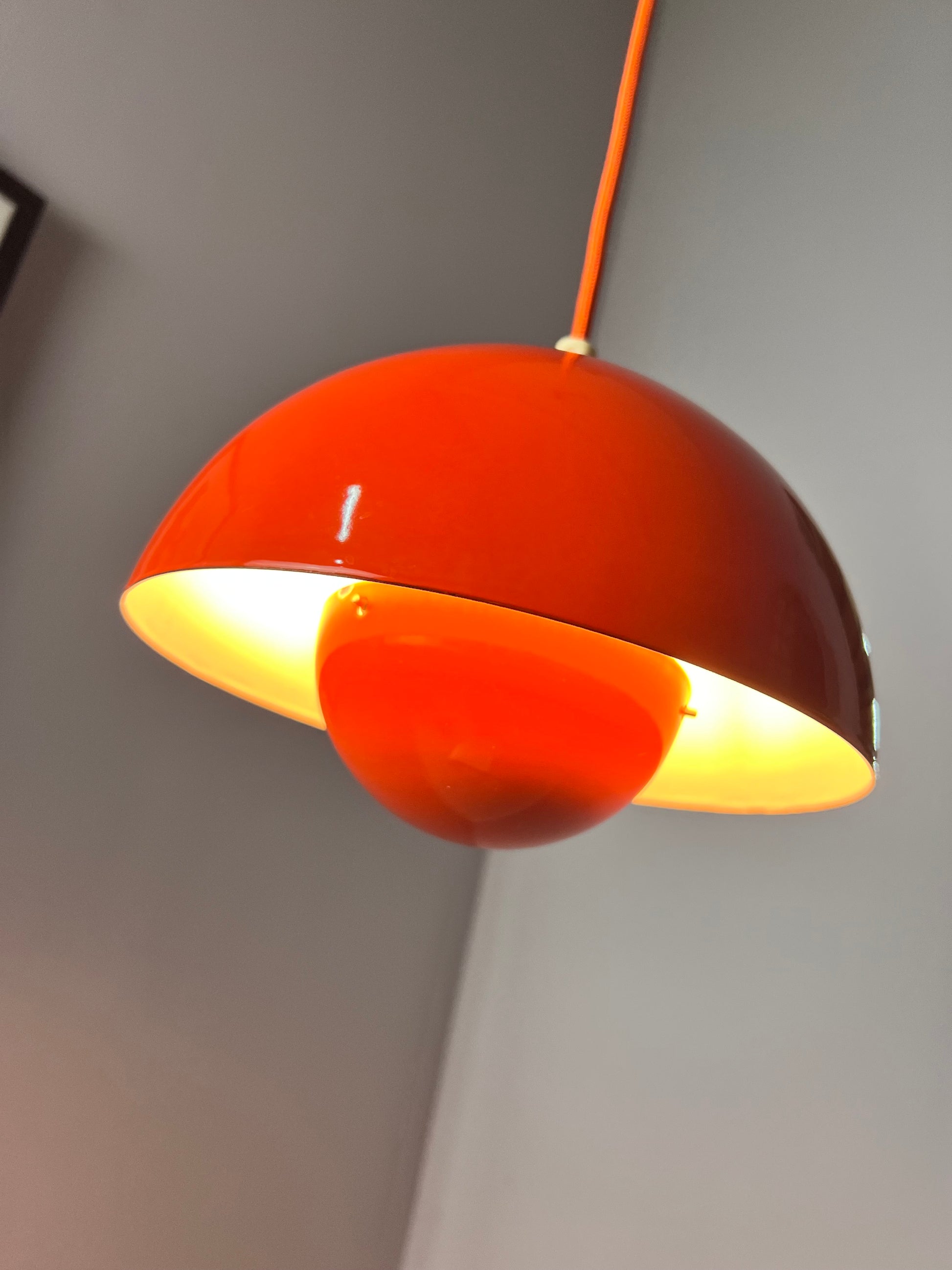 Hängelampe Flowerpot VP1 orange Emaille von Verner Panton für Louis Poulsen