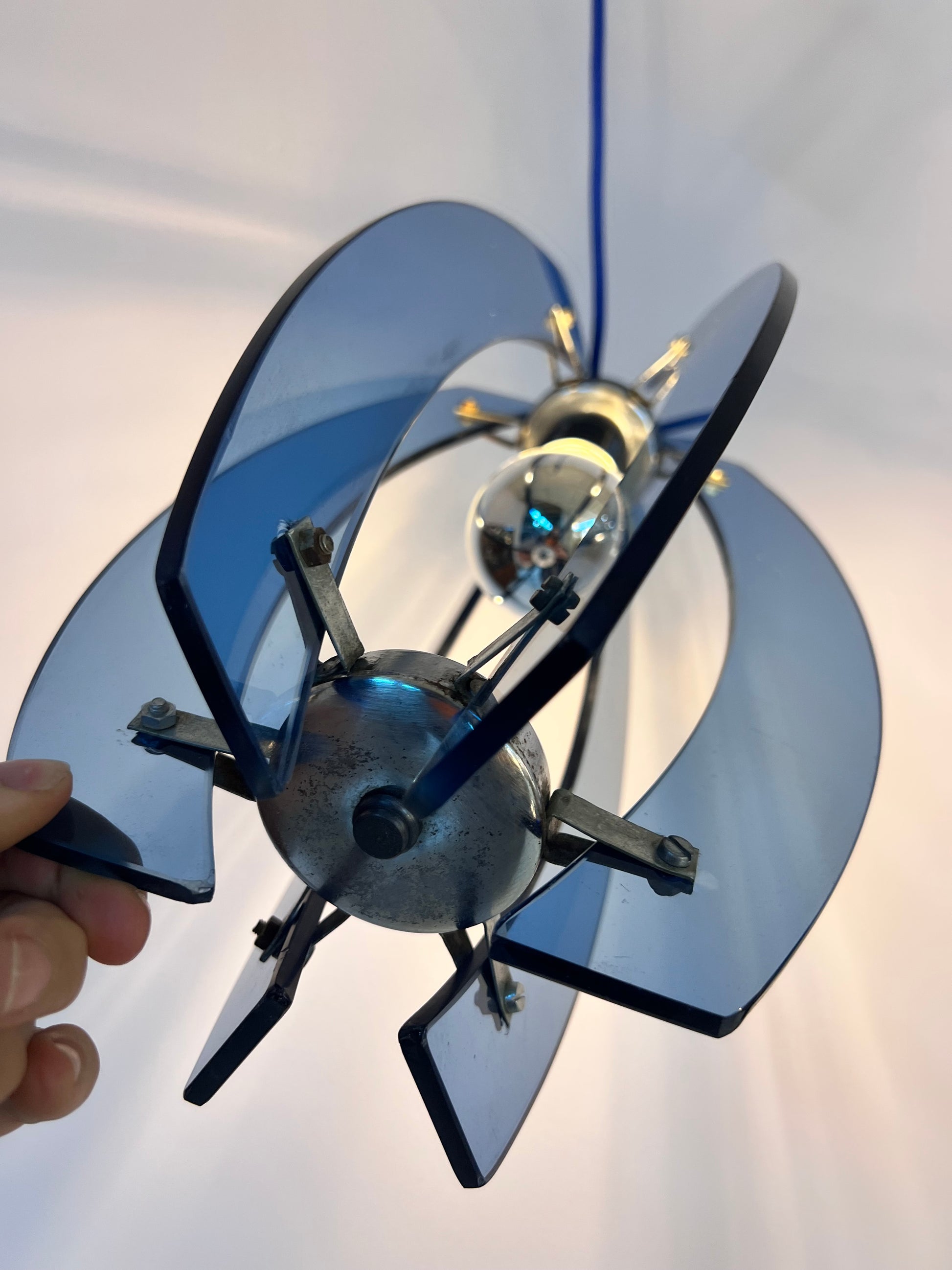 Hängelampe blau Glas von Veca aus Italien