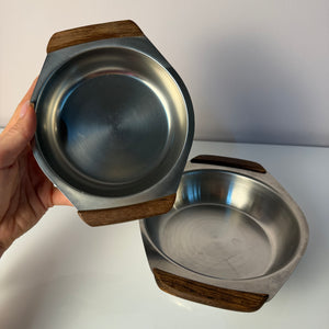 Set: 2 Schüsseln Edelstahl mit Teak Griffen