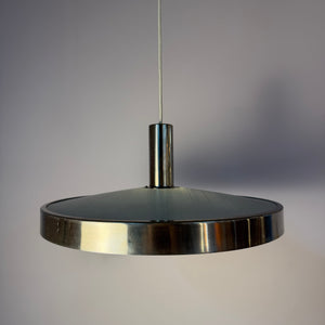 Hängelampe silber weiß mit Gitteroptik aus Dänemark