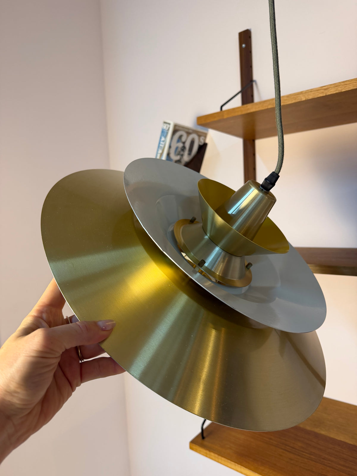Lamellenlampe gold gelb von Bent Nordsted für Lyskær