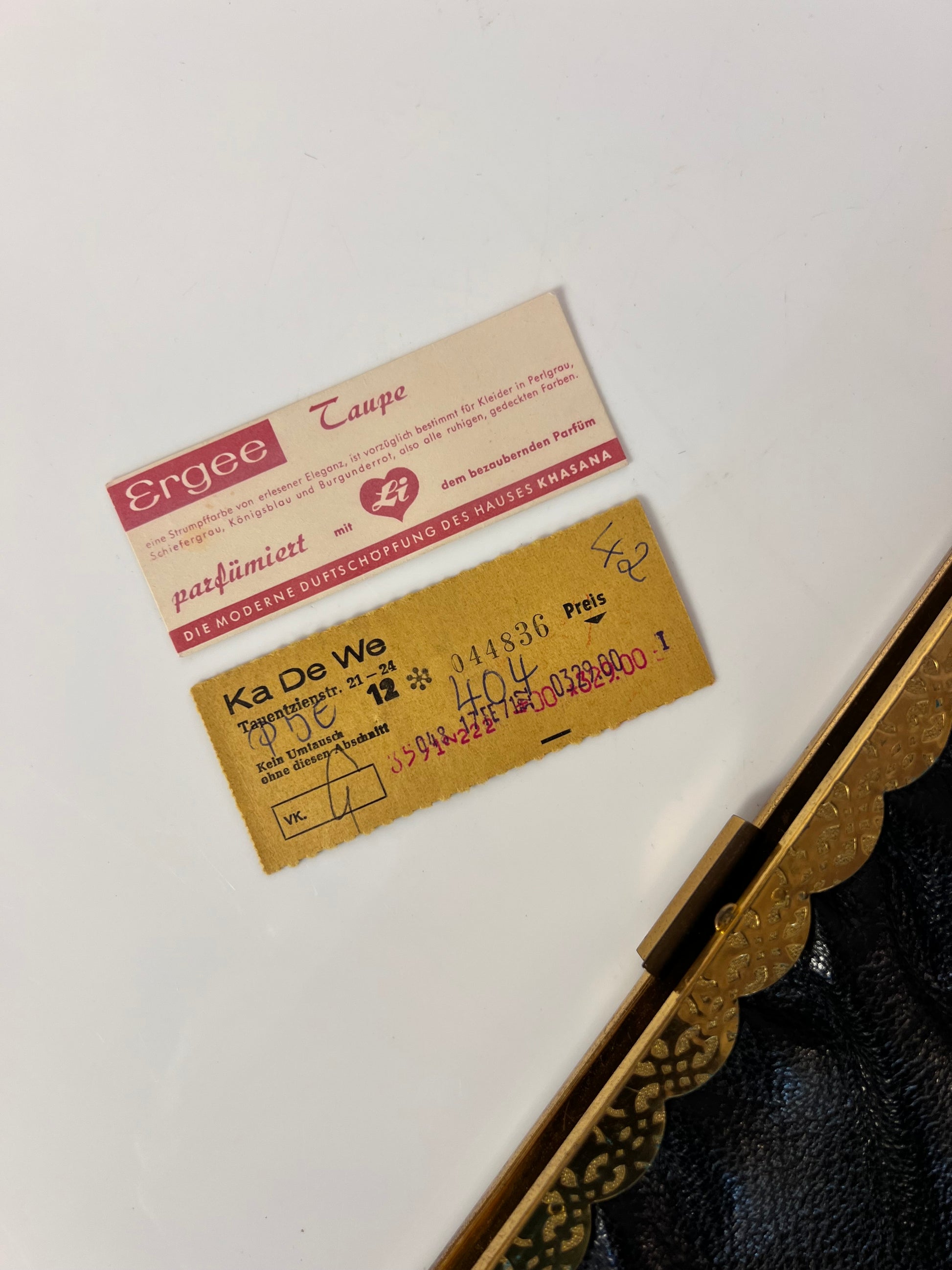 Tasche Echtleder schwarz & Messing KaDeWe 70er