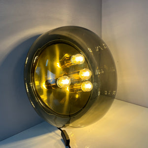 Wand-/ Deckenlampe Messing Rauchglas von Kaiser Leuchten